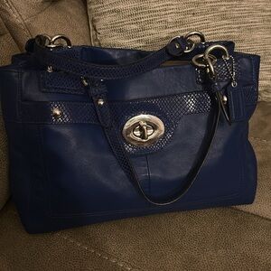Blue And Textured  Snake Accent Coach with silver hardware ! Clean/pristine/rare